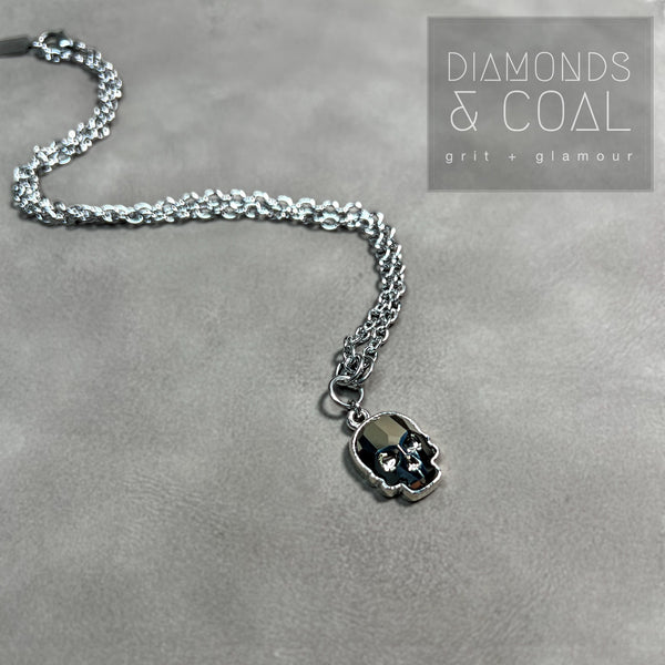 Small Swarovski Skull Necklace Silver – Diamonds And Coal