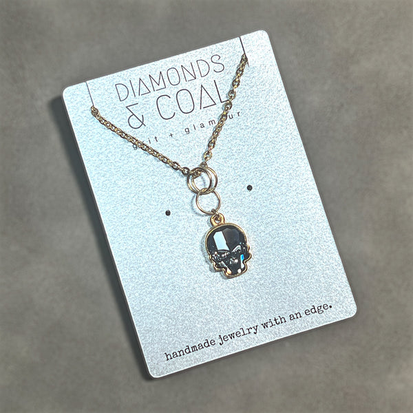 Swarovski Leather Necklace Handmade Swarovski Crystal Skull