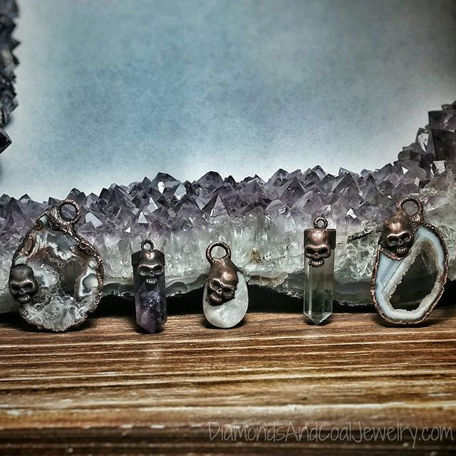 Handmade Calavera Crystal Necklaces