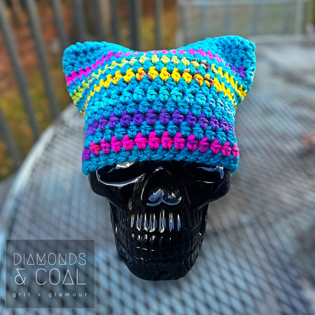 Cat Ear Striped Beanie - Cotton Candy – Diamonds And Coal