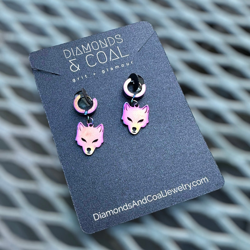 Thick Huggie Hoop Earrings - Wolf