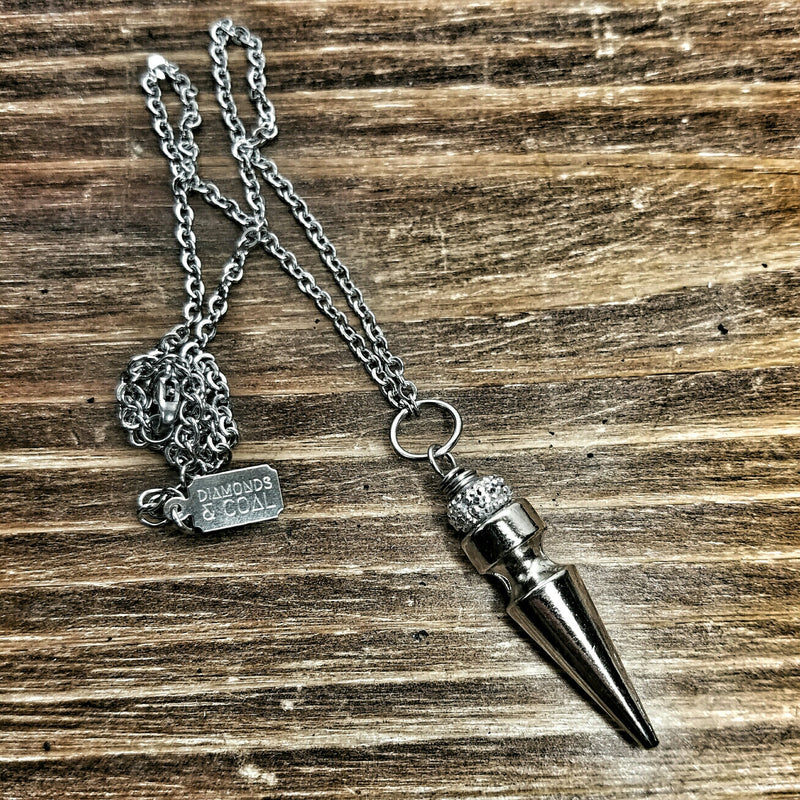 Silver Spiked Necklace Diamonds And Coal
