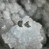 Crushed Pyrite Crescent Moon Earring Studs
