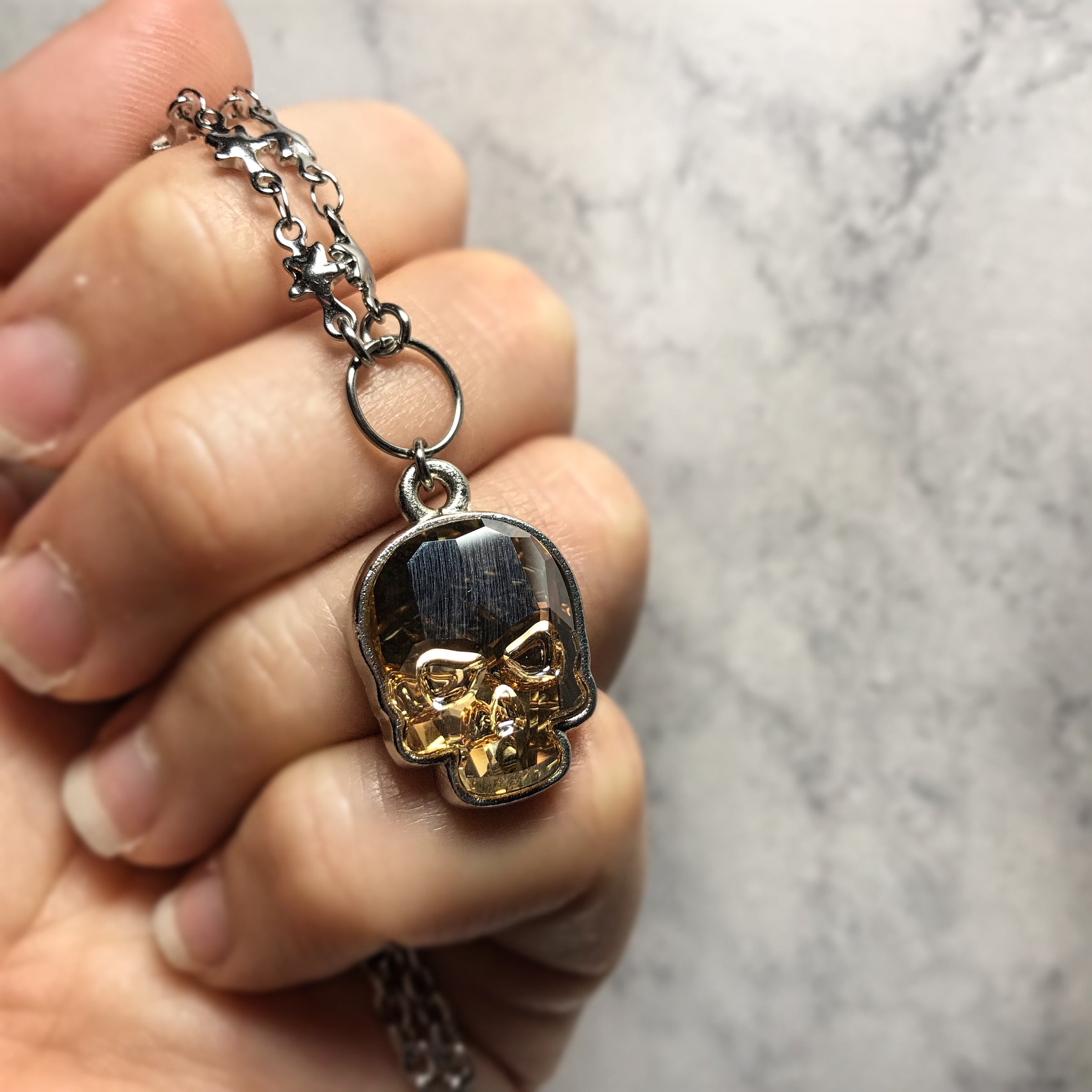 Swarovski mens skull necklace on sale