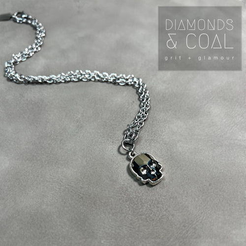 Small Swarovski Skull Necklace - Silver