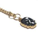 Small Swarovski Skull Necklace - Gold