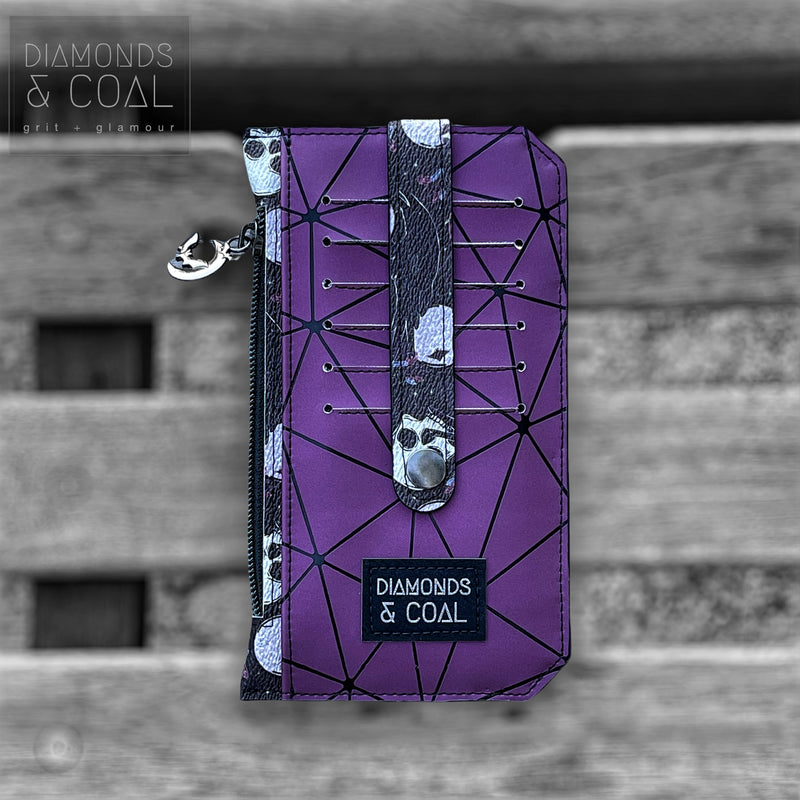 Slim Wallet - Purple Geo Skulls