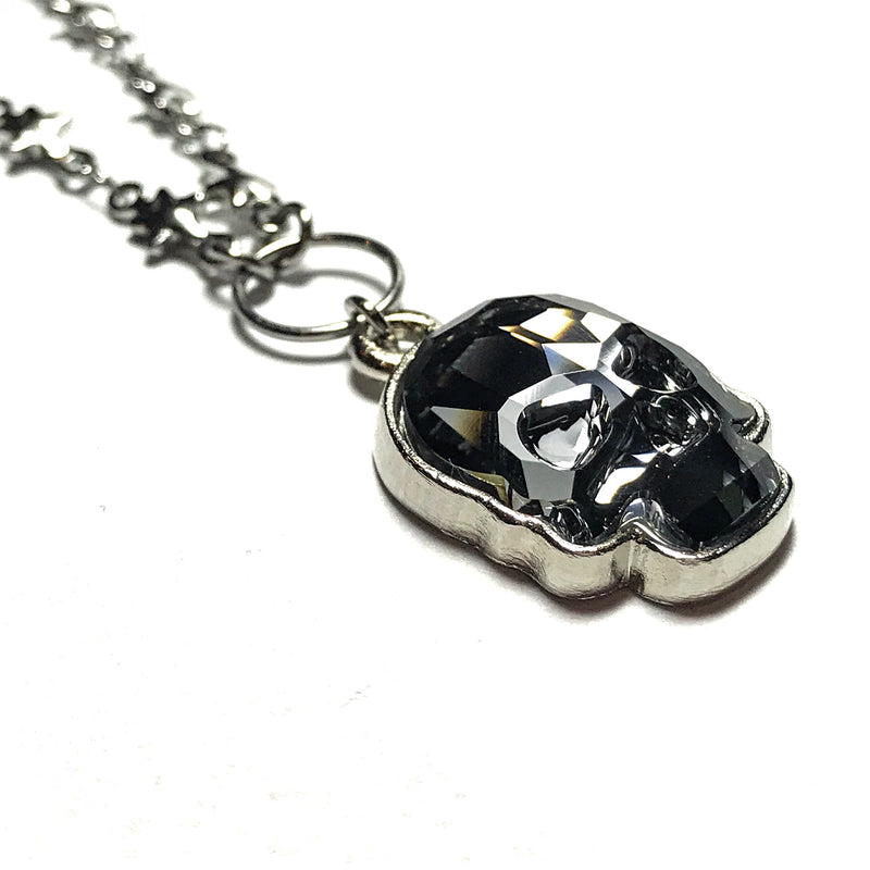 Deluxe Swarovski Skull Necklace - Silver