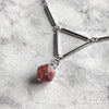 Stainless Steel Triangle Necklace - Strawberry Quartz