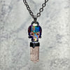 Electroformed Swarovski Skull and Rose Quartz Crystal Point Necklace #1