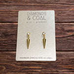 Bezel CZ Spiked Earrings