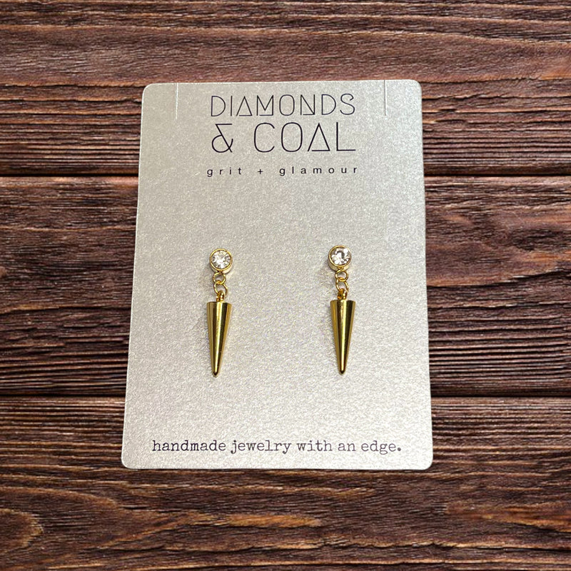 Bezel CZ Spiked Earrings