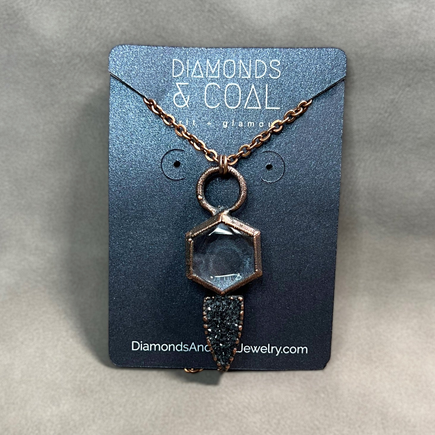 Black druzy necklace discount