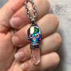 Electroformed Swarovski Skull and Rose Quartz Crystal Point Necklace #1