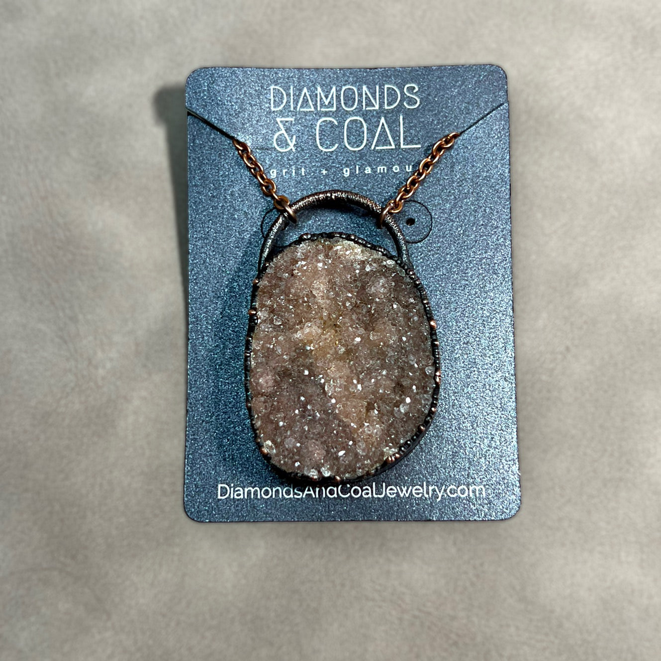 REFURBISHED Sterling silver & white druzy quartz necklace