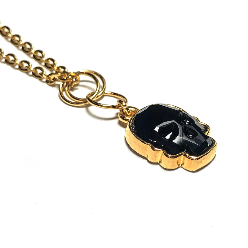 Small Swarovski Skull Necklace - Gold