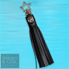 Faux Leather Tassle Key Fob - Rose Gold Skull and Star