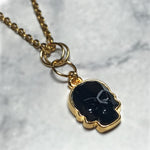 Small Swarovski Skull Necklace - Gold