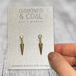 Bezel CZ Spiked Earrings