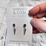 Stainless Steel CZ Spiked Earrings